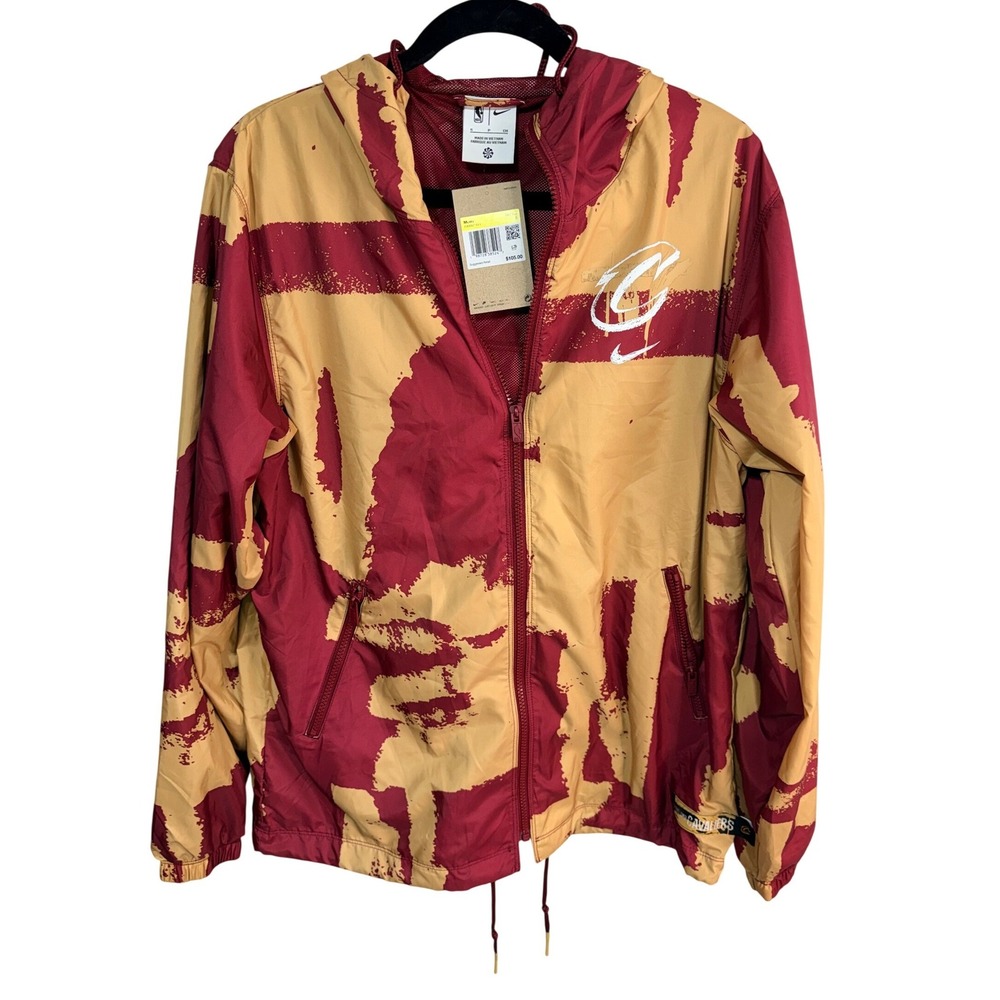 Nike Cleveland Cavaliers NBA Windbreaker Men's S Wine Gold IQ0862-677 Basketball